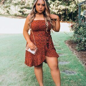 Xhilaration Leopard Print Faux Wrap Dress Small